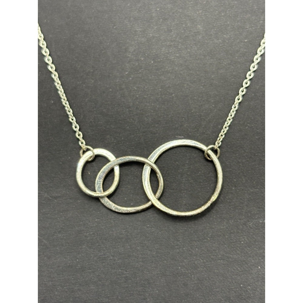 16" Sterling Silver Modernist Circles Pendant Necklace 925 G2